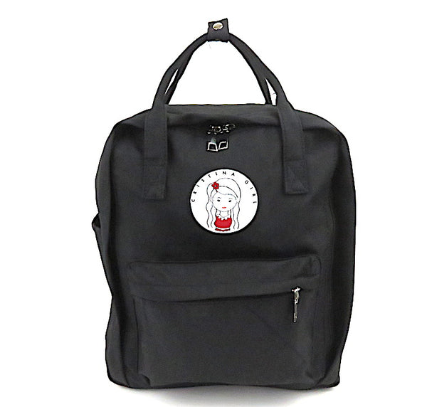 Twin handle womens backpack in black