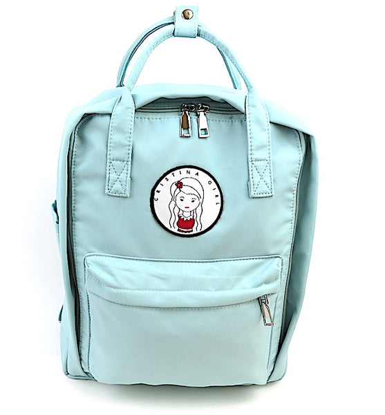 Twin handle womens backpack in light blue