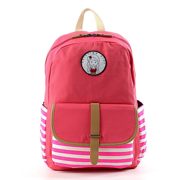 Pink striped backpack