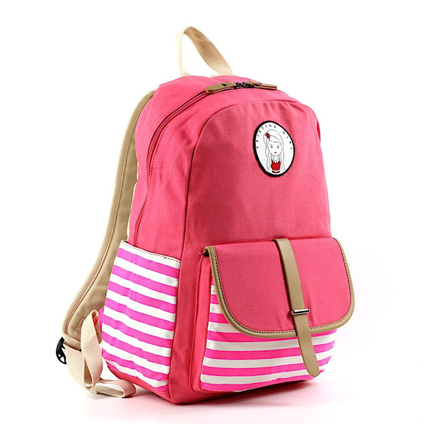 Pink striped backpack