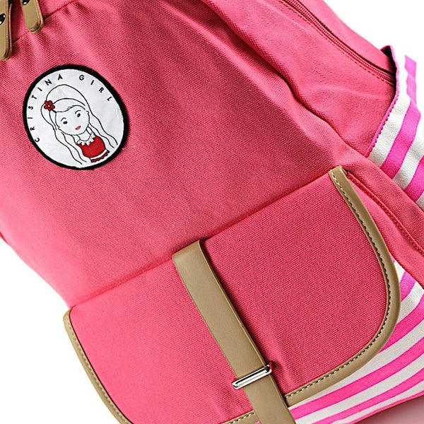 Pink striped backpack