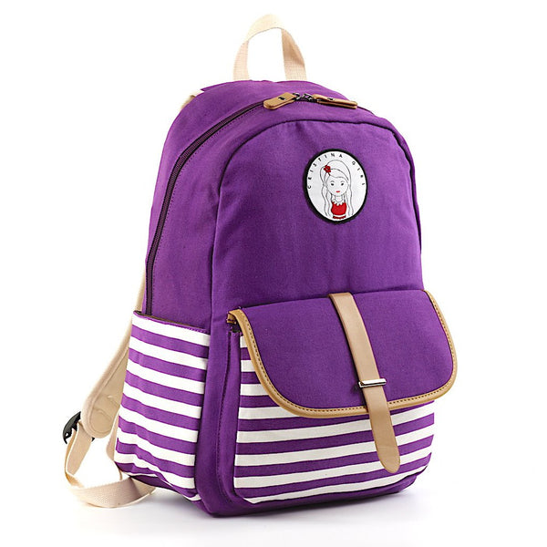Purple striped backpack