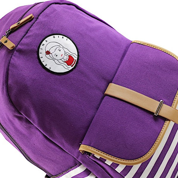 Purple striped backpack