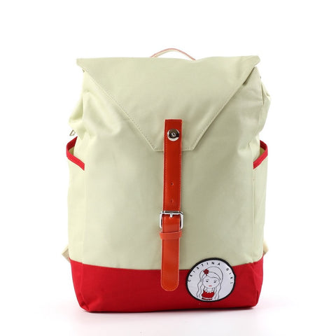 Beige / red womens backpack