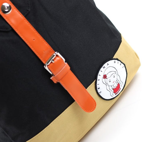 Black / beige womens backpack