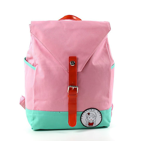 Pink / green womens backpack