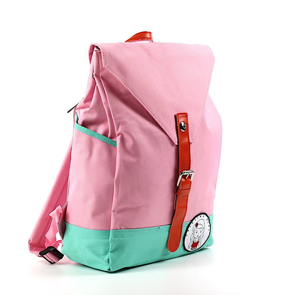 Pink / green womens backpack