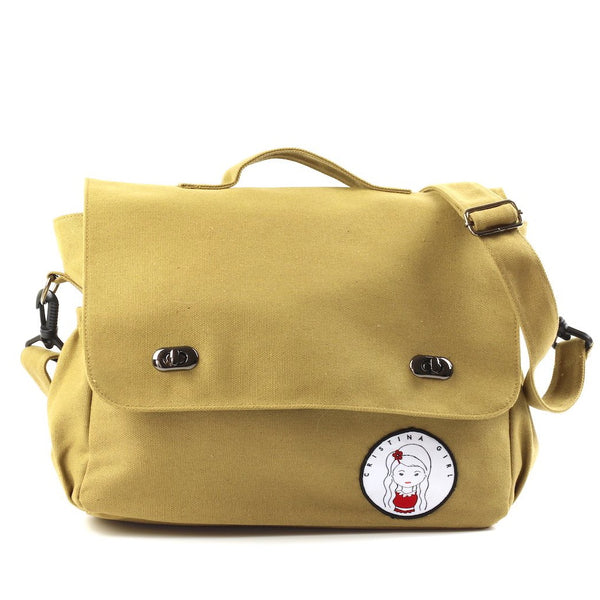 Khaki colour messenger bag for women