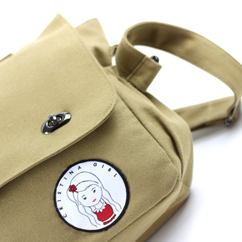 Khaki colour messenger bag for women