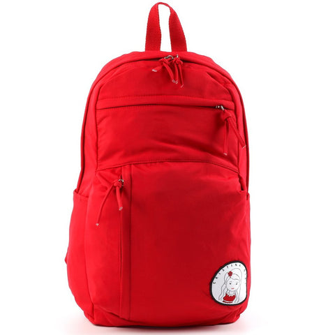 Red colour backpack for women