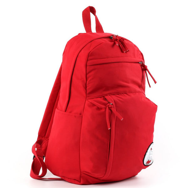 Red colour backpack for women