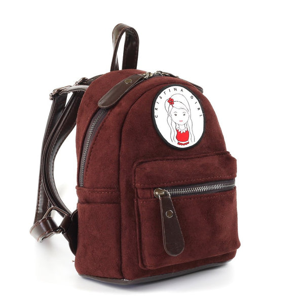 Red micro backpack in faux suede