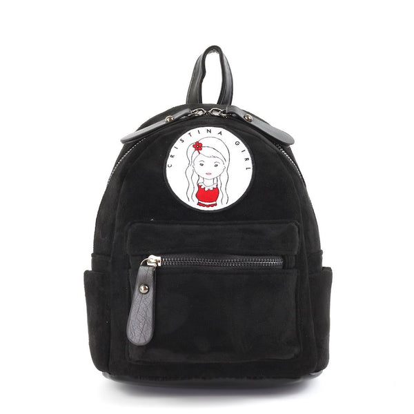 Black micro backpack in faux suede