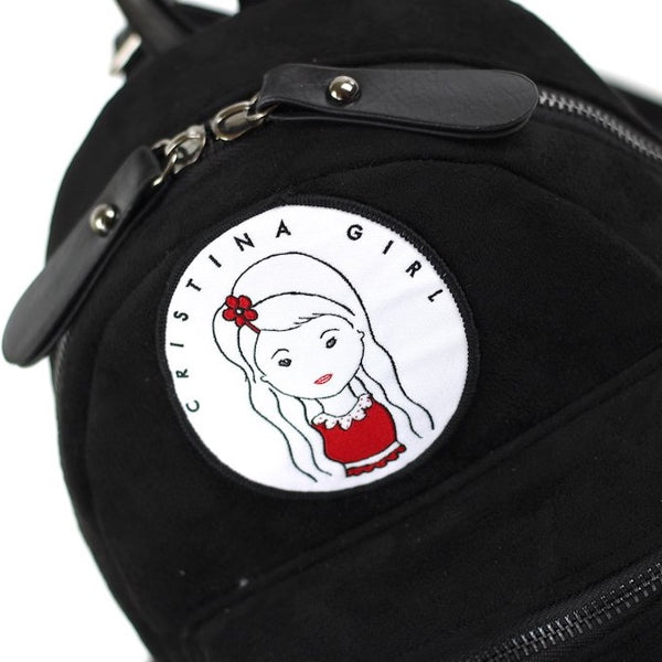 Black micro backpack in faux suede