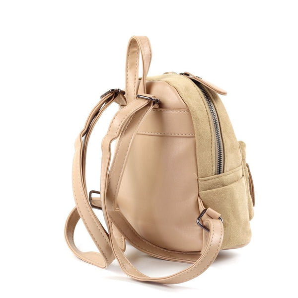 Camel micro backpack in faux suede